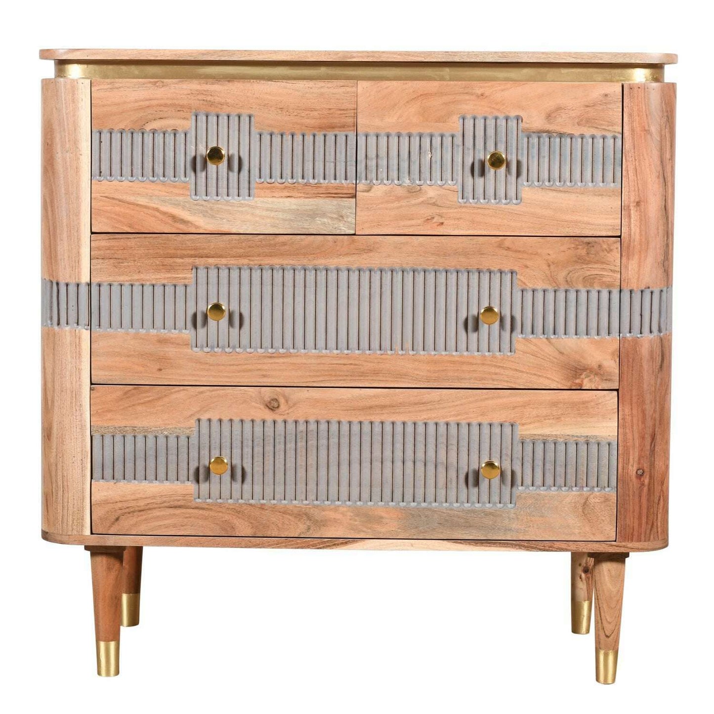Solid Acacia Wood 4 Drawer Chest
