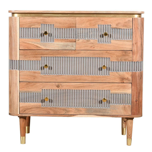 Solid Acacia Wood 4 Drawer Chest
