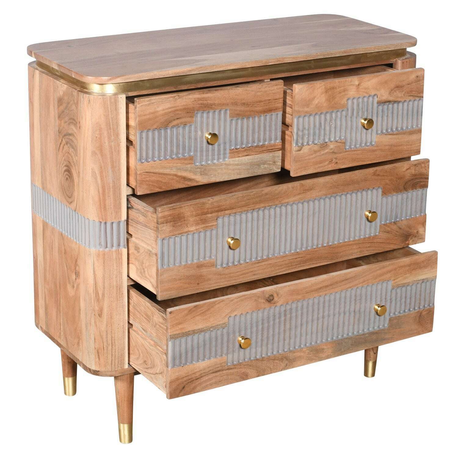 Solid Acacia Wood 4 Drawer Chest drawers
