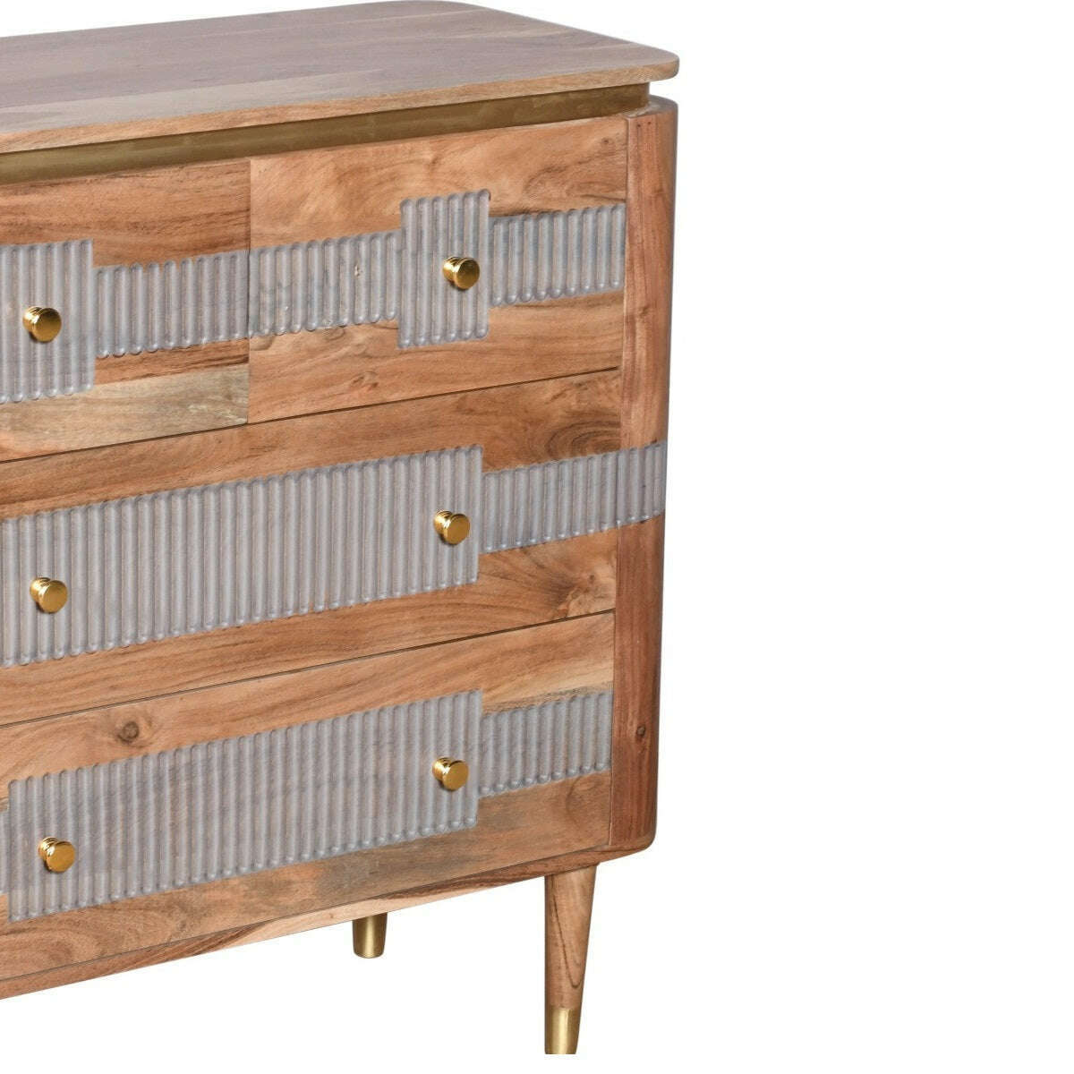 Solid Acacia Wood 4 Drawer Chest side view
