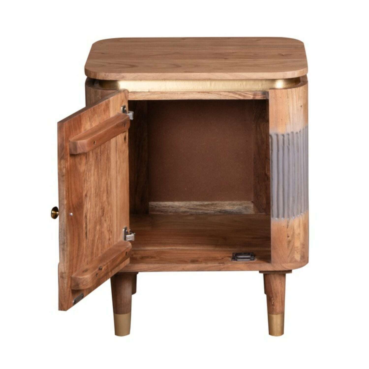 Solid Acacia Wood Side Cabinet open door