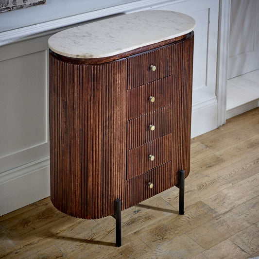Solid Mango Wood Chest with Marble Top