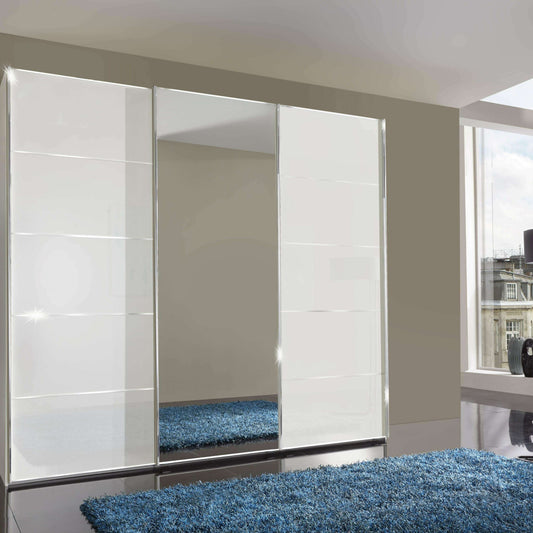 Westside VIP 3 Door Coloured Glass/Mirrored Sliding Wardrobe - Height 217 cm