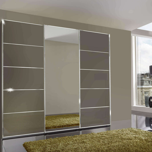Westside VIP 3 Door Coloured Glass/Mirrored Sliding Wardrobe - Height 236 cm