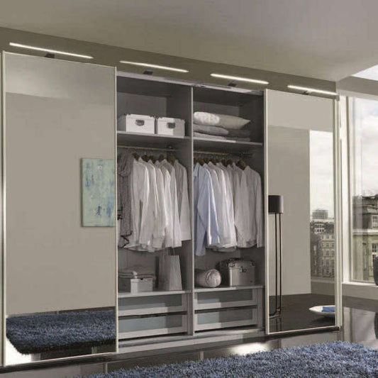 Westside VIP 4 Door Coloured Glass/Mirrored Sliding Wardrobe - Height 236 cm