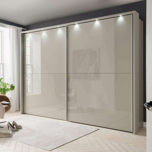 Berlin 2 Door Coloured Glass Front Framed Sliding Wardrobe - Height 221 cm