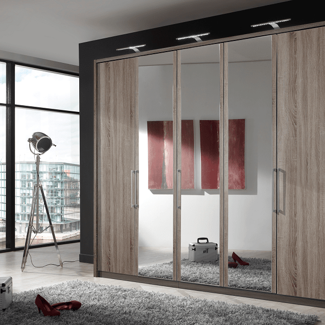 Berlin 3 Door Hinged Mirrored Wardrobe - Height 220 cm