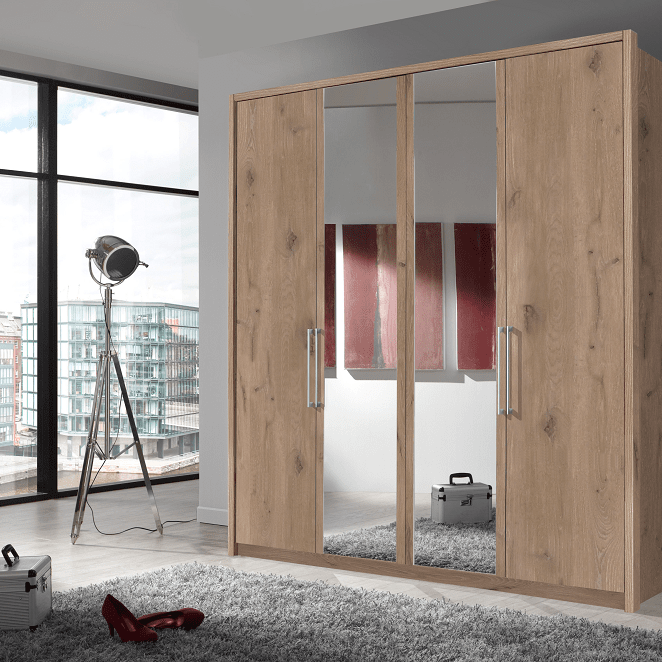 Berlin 3 Door Hinged Mirrored Wardrobe - Height 220 cm