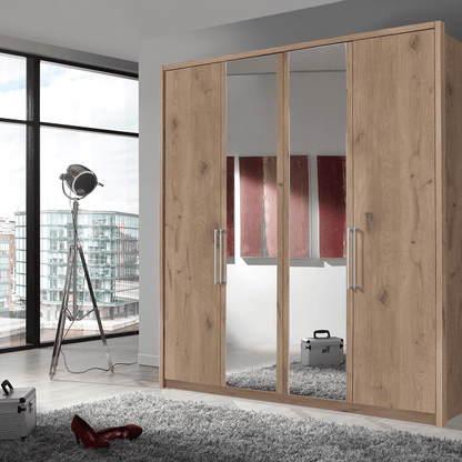 Berlin 3 Door Hinged Mirrored Wardrobe - Height 220 cm
