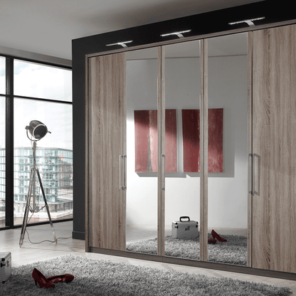 Berlin 4 Door Mirrored Hinged Wardrobe - Height 220 cm
