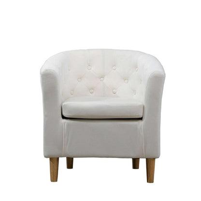 Classic Velvet Button Tub Chair white