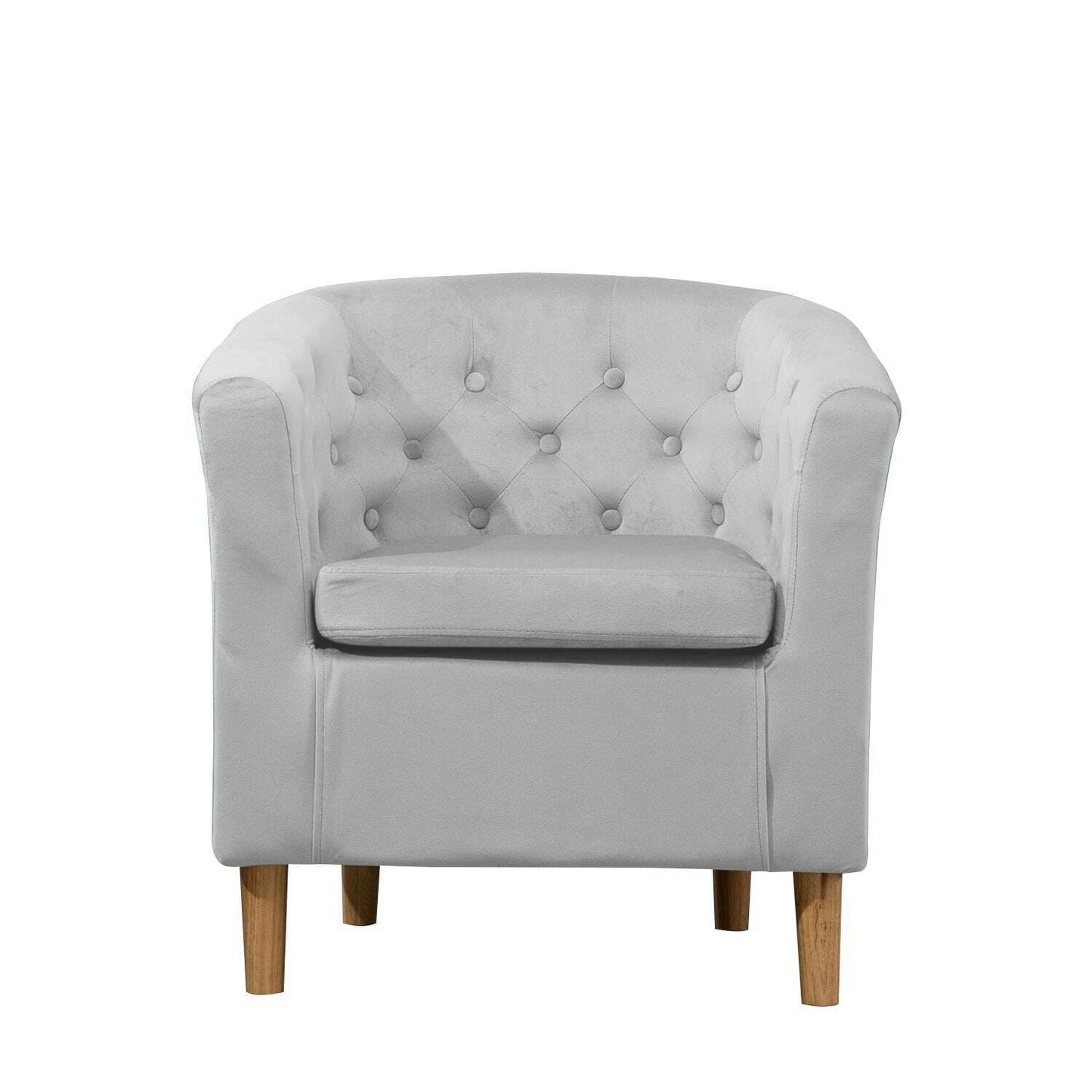 Classic Velvet Button Tub Chair light grey