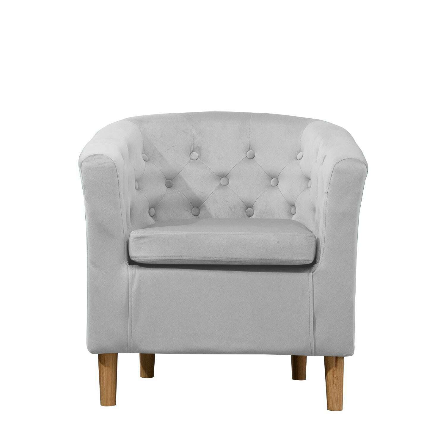 Classic Velvet Button Tub Chair light grey