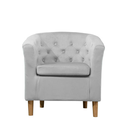 Classic Velvet Button Tub Chair light grey