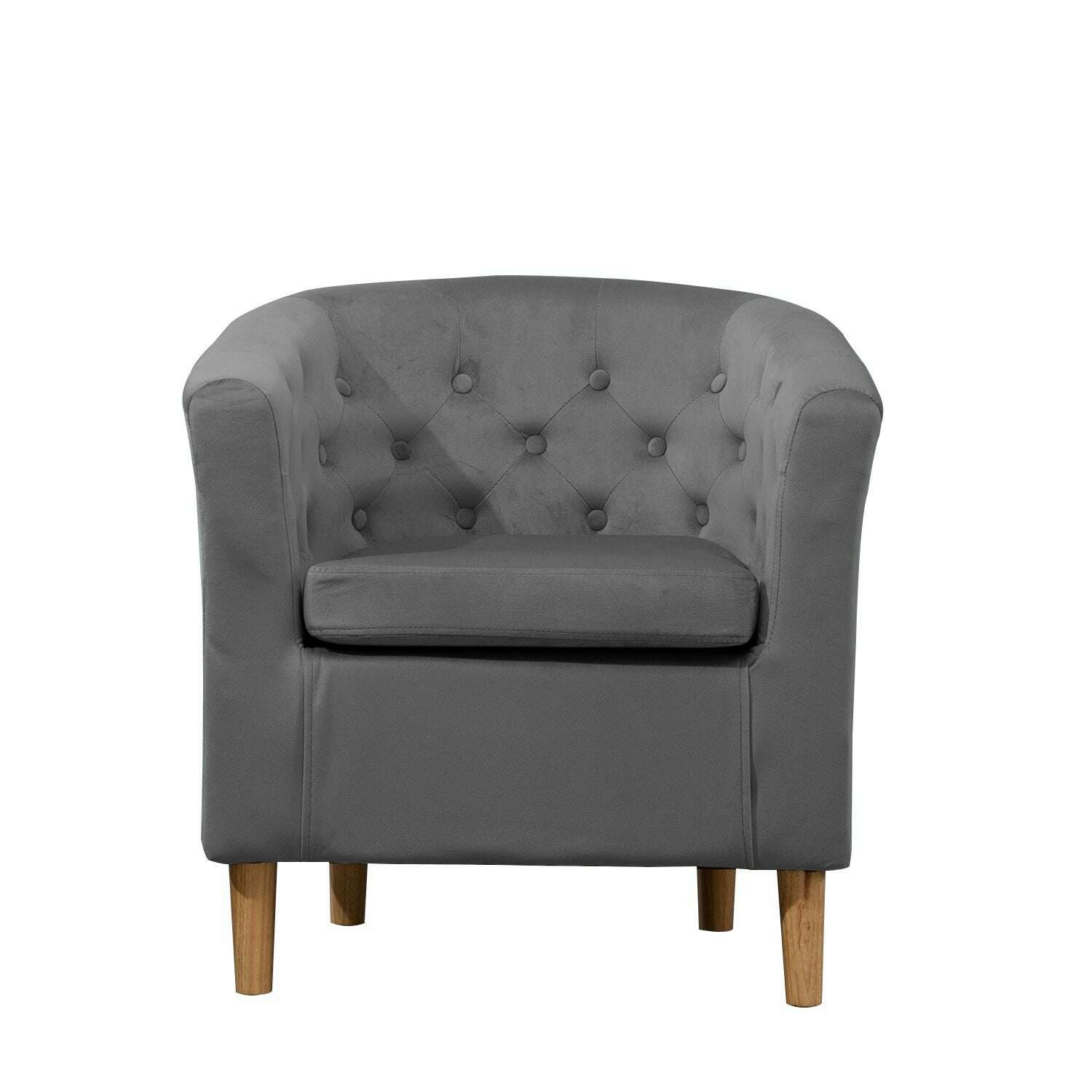 Classic Velvet Button Tub Chair dark grey