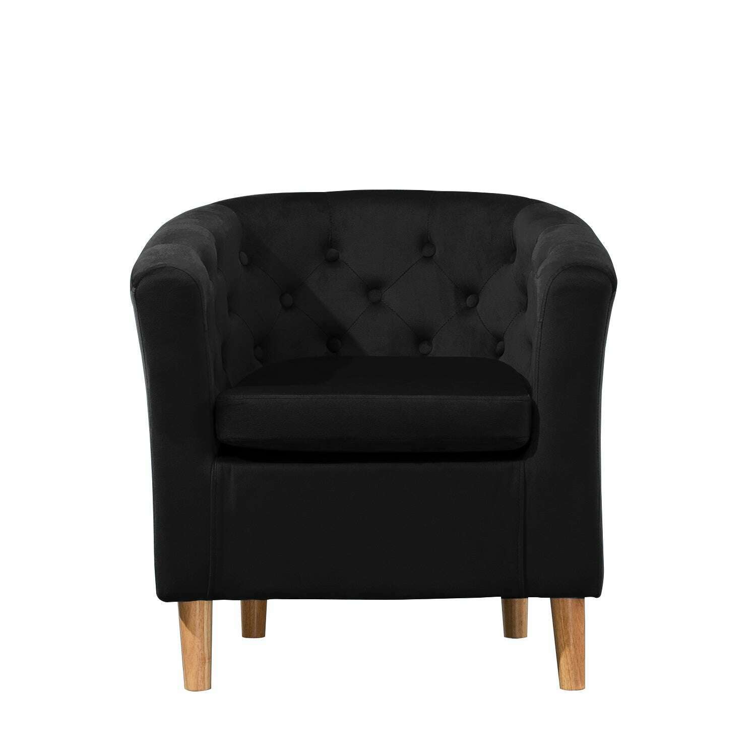 Classic Velvet Button Tub Chair black