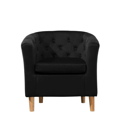 Classic Velvet Button Tub Chair black