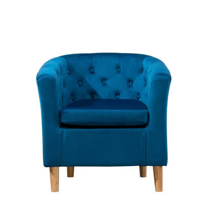Classic Velvet Button Tub Chair Blue
