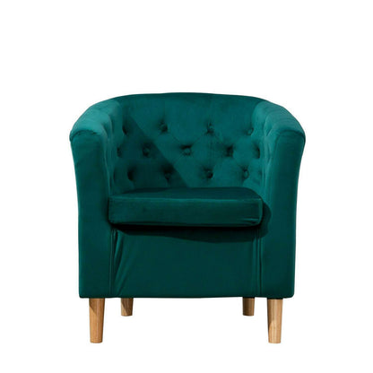 Classic Velvet Button Tub Chair Green