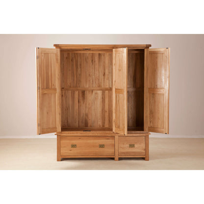 country-oak-range---triple-wardrobe-with-drawers-12