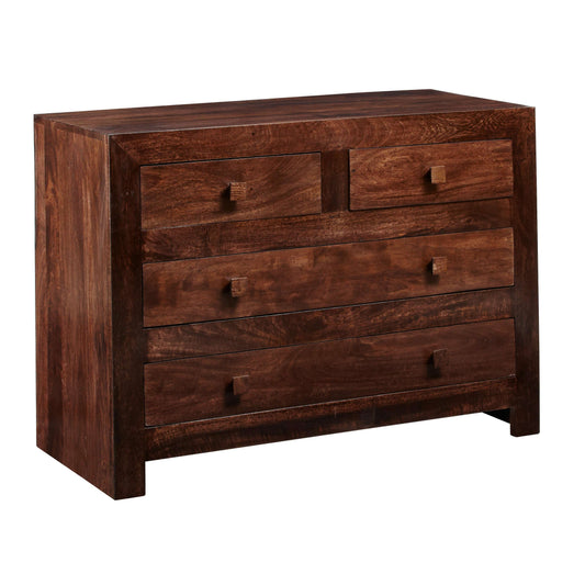 Dark Solid Mango Wood 4 Drawer Chest