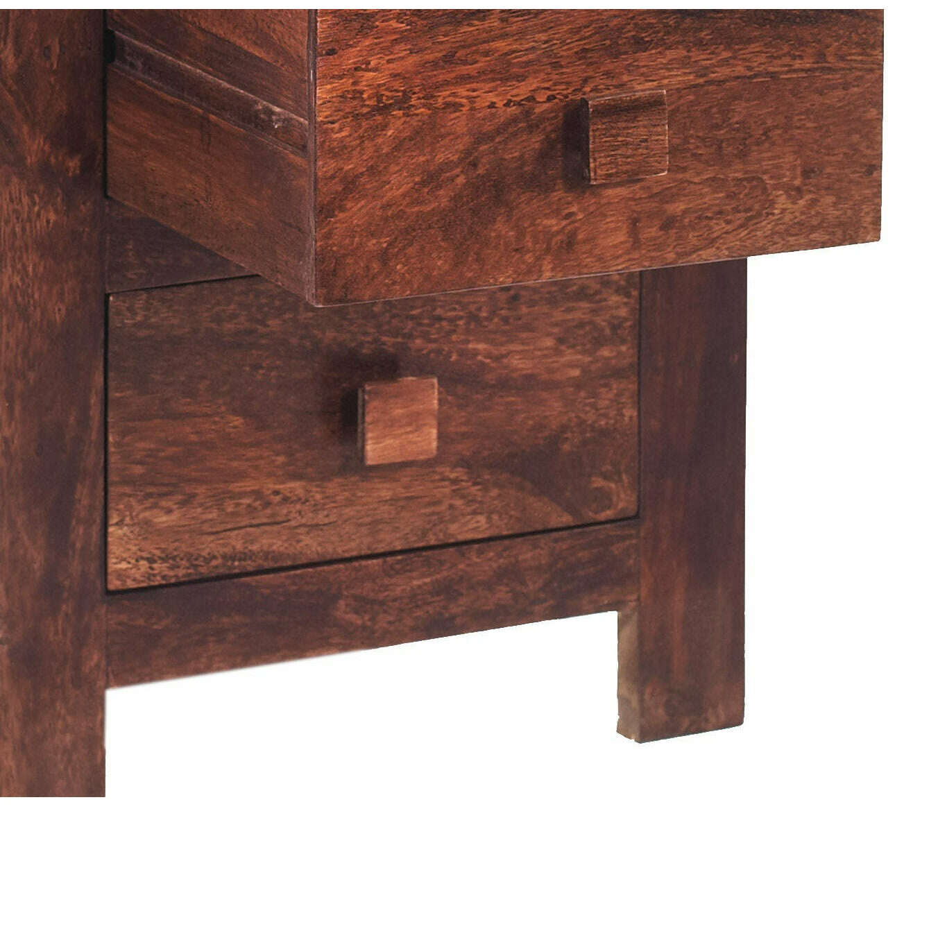 Dark Solid Mango Wood Tall 5 Drawer Chest feet