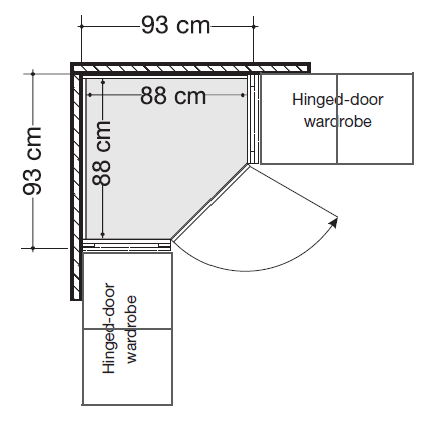 Extended Corner Unit Berlin Hinged Door Range - H: 220 cm dimensions
