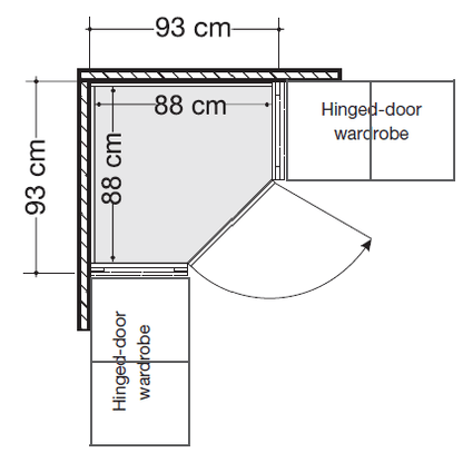 Extended Corner Unit Berlin Hinged Door Range - H: 220 cm dimensions