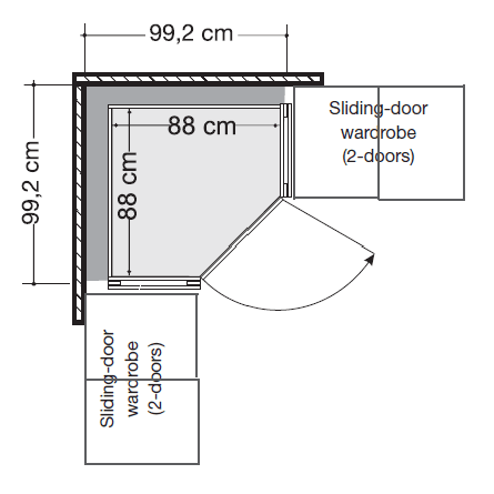 Extended Corner Unit Berlin Sliding Door Range - H: 216 cm