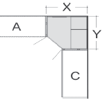 Extended Walk-In-Corner Unit Loft Range - H: 220 cm & 240 cm dimensions