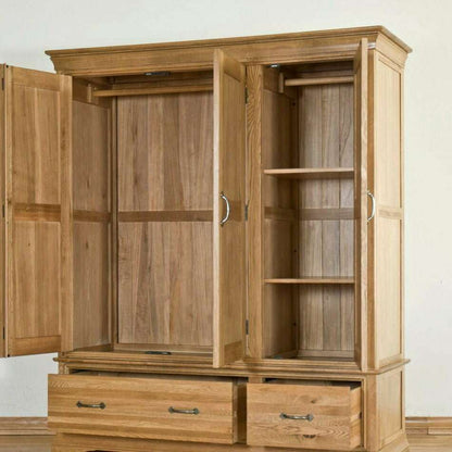 french-farmhouse-oak-range---triple-wardrobe-with-drawers-3