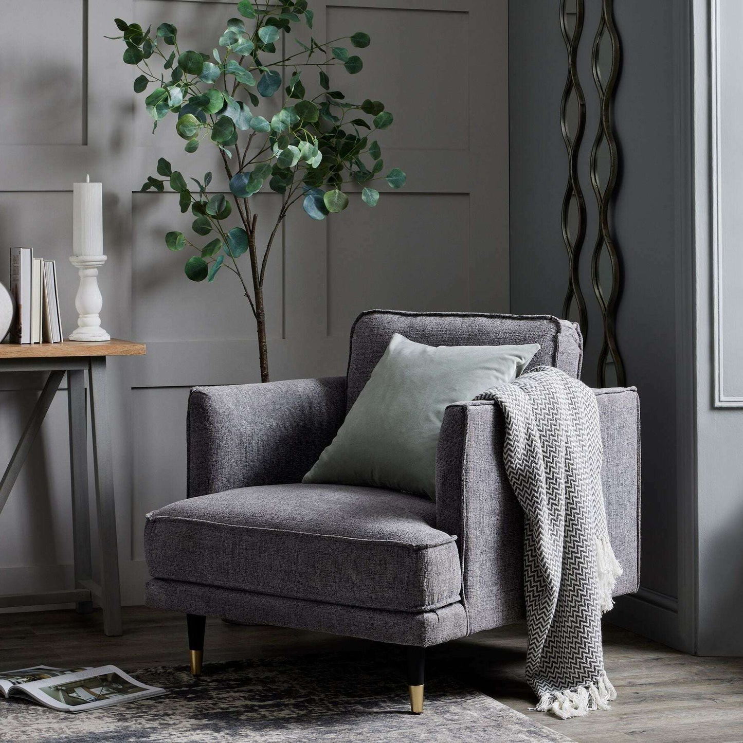 Hampton Luxury Large Grey Armchair lifestyle pic