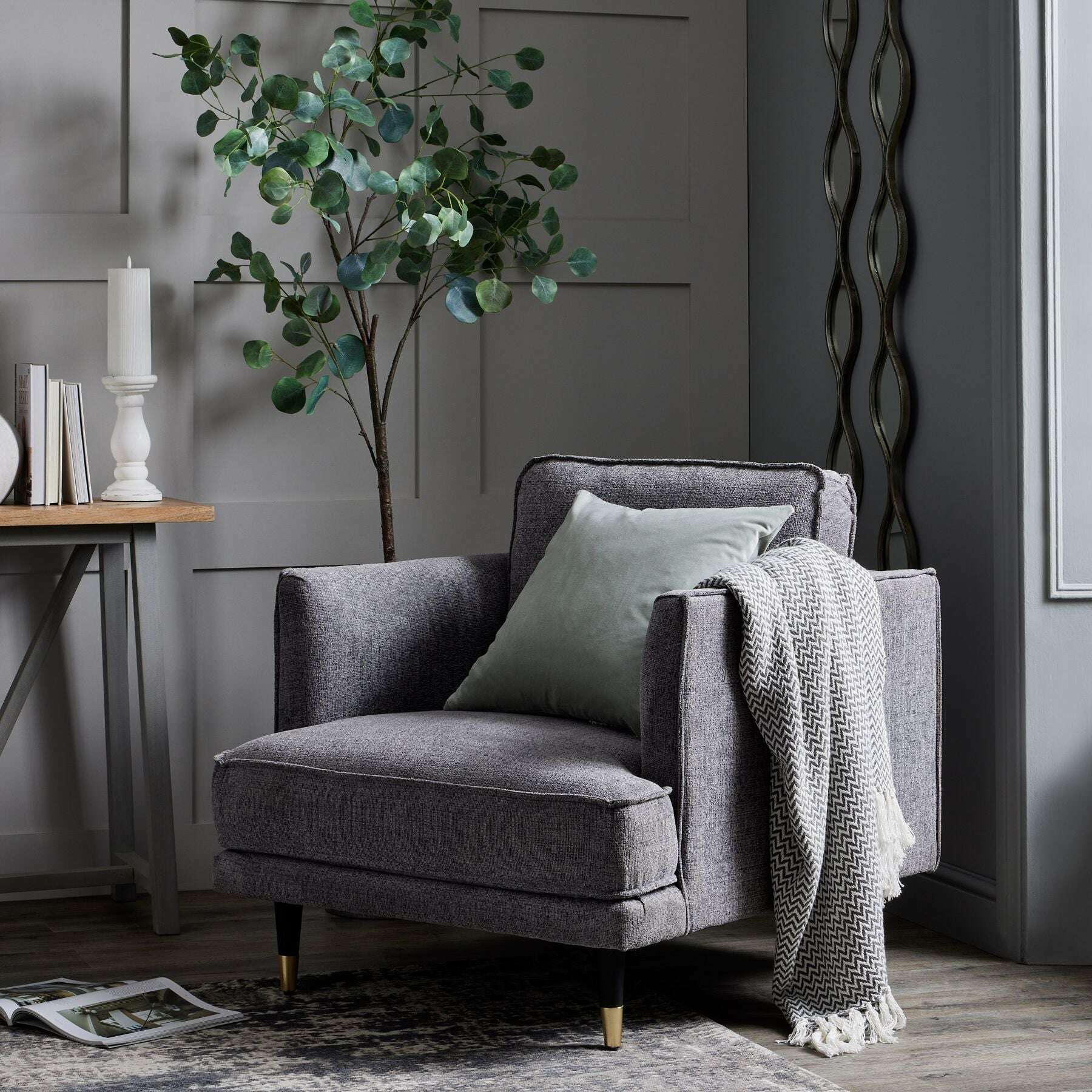 Hampton Luxury Large Grey Armchair lifestyle pic