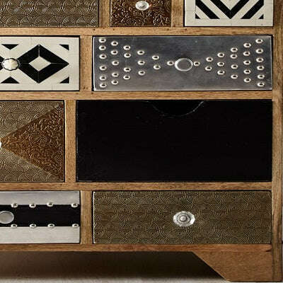 Hand Crafted 14 Drawer Geometric Dresser drawers