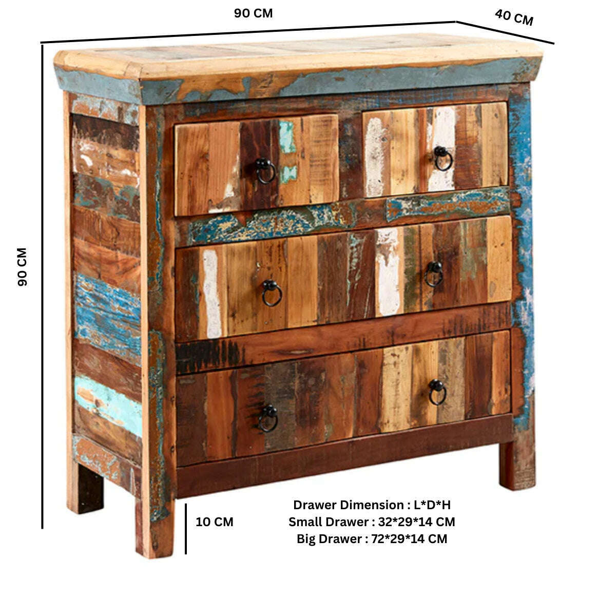 Hand Crafted Rustic Coastal 4 Drawer Dresser dimensions