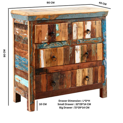 Hand Crafted Rustic Coastal 4 Drawer Dresser dimensions