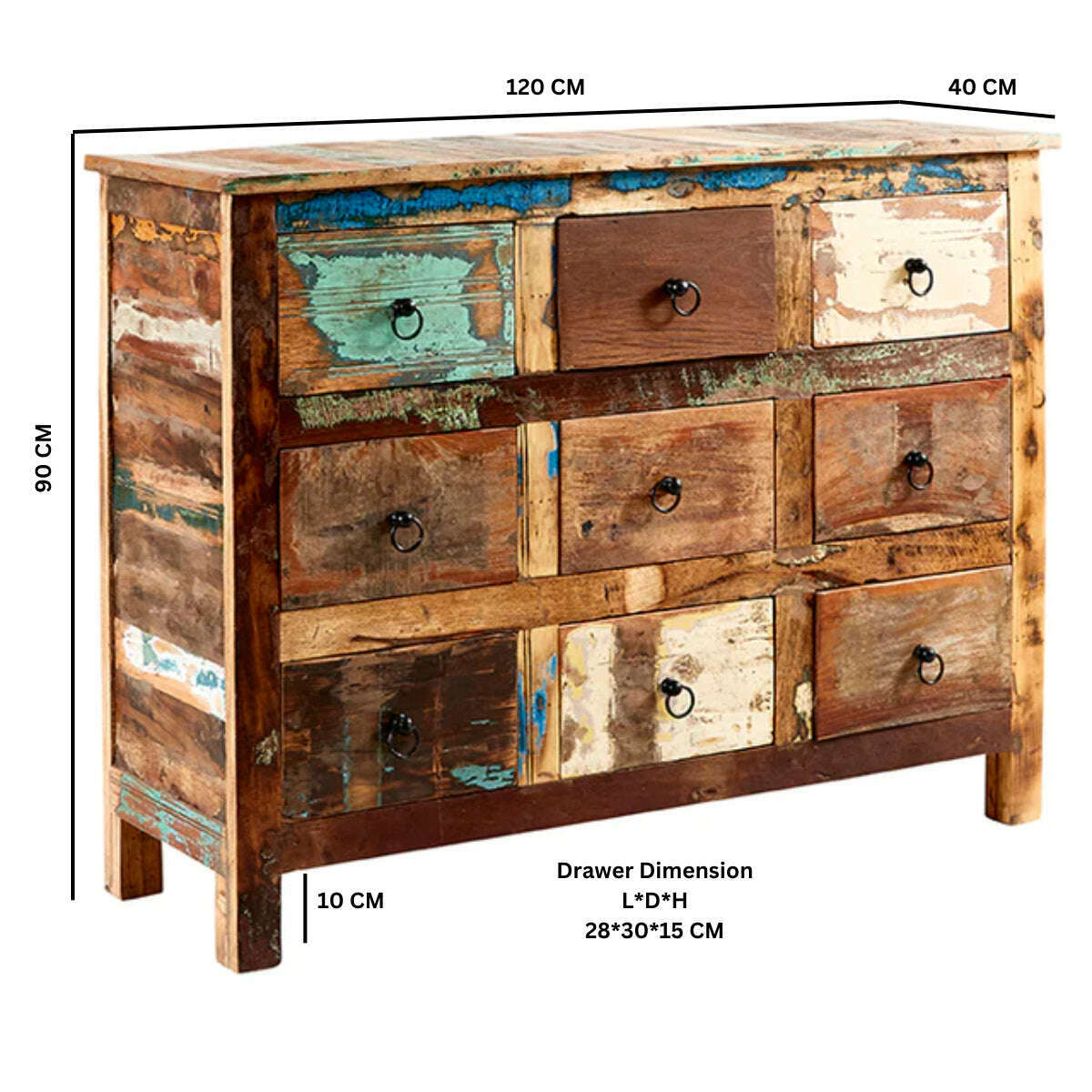 Hand Crafted Rustic Coastal 9 Drawer Dresser dimensions