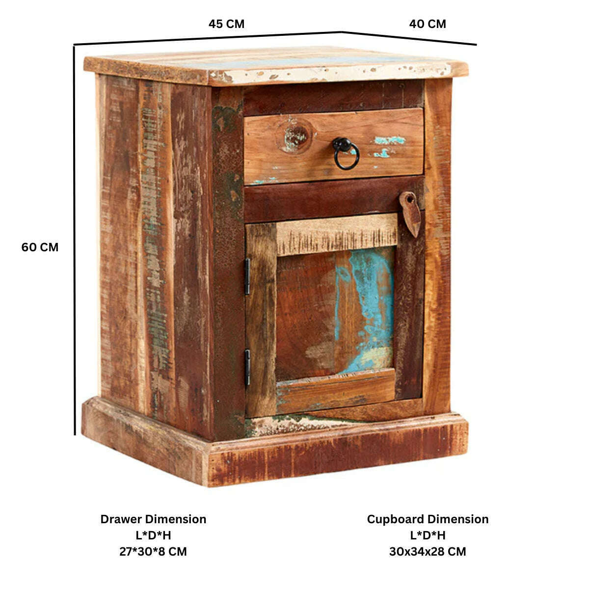 Hand Crafted Rustic Coastal Side Chest dimensions