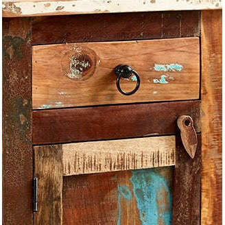 Hand Crafted Rustic Coastal Side Chest doors