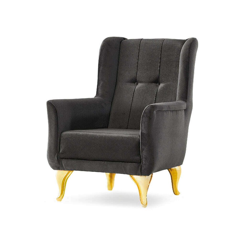 Kayseri Luxury Upholstered High Back Velvet Armchair