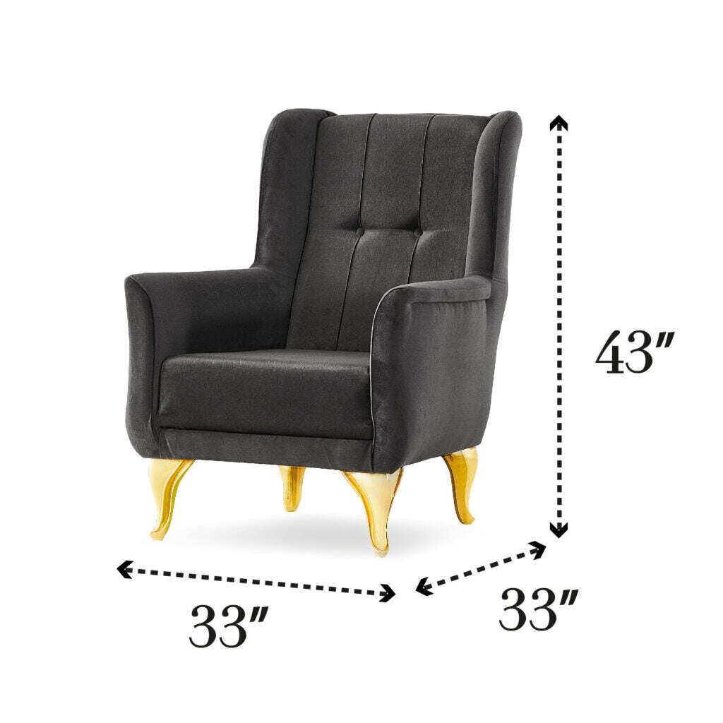 Kayseri Luxury Upholstered High Back Velvet Armchair dimensions