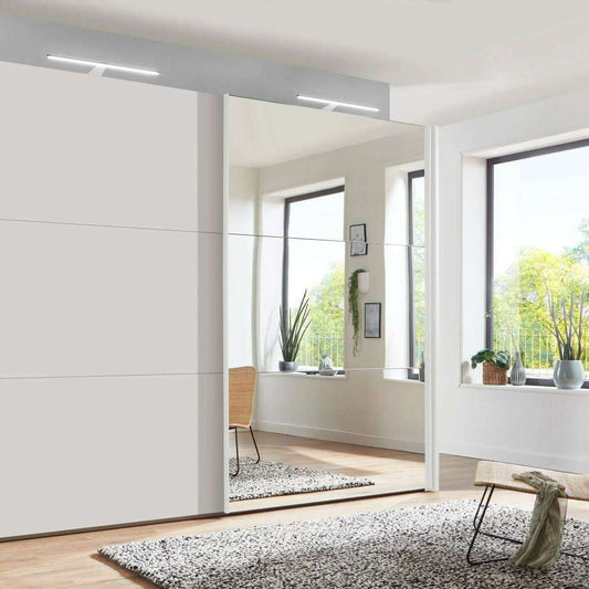 Korfu 2 Door Mirrored Sliding Wardrobe with Side Profiles - Height 217 cm