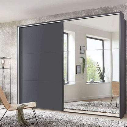 Korfu 2 Door Mirrored Sliding Wardrobe with Side Profiles - Height 217 cm mirrired