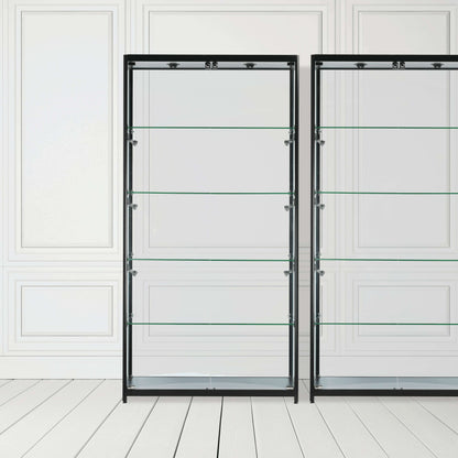 luxury-glass-shoehandbag-storage-cabinet-led-lights-100cm-wide-3