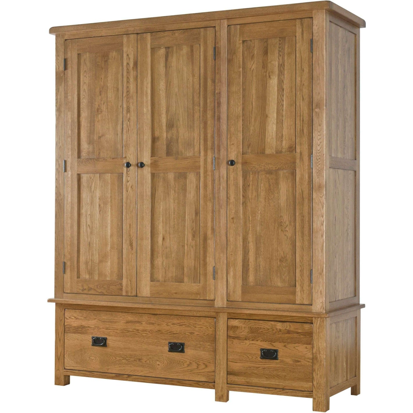 rustic-oak-range---triple-wardrobe-with-drawers-1